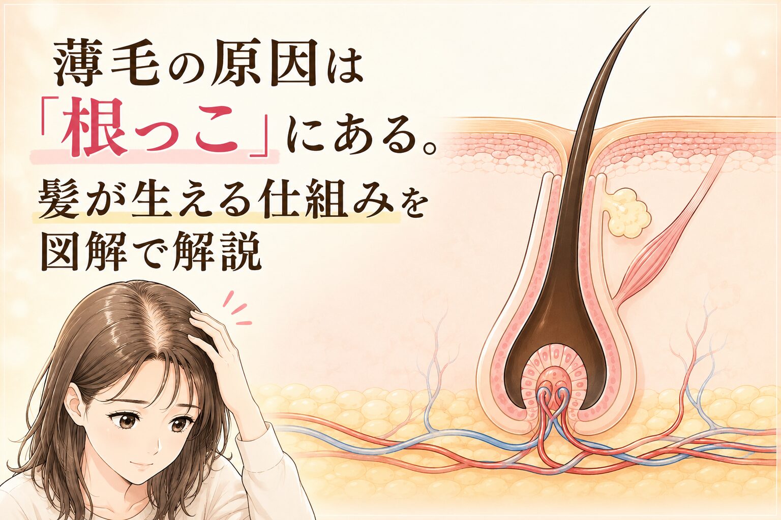 薄毛の原因は「根っこ」にある。髪が生える仕組みを図解で解説